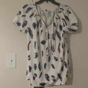 White and blue blouse